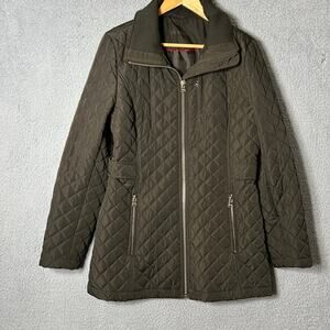 Calvin Klein Coat Womens M/L Green Collared Quilted Pockets‎ Jacket READ